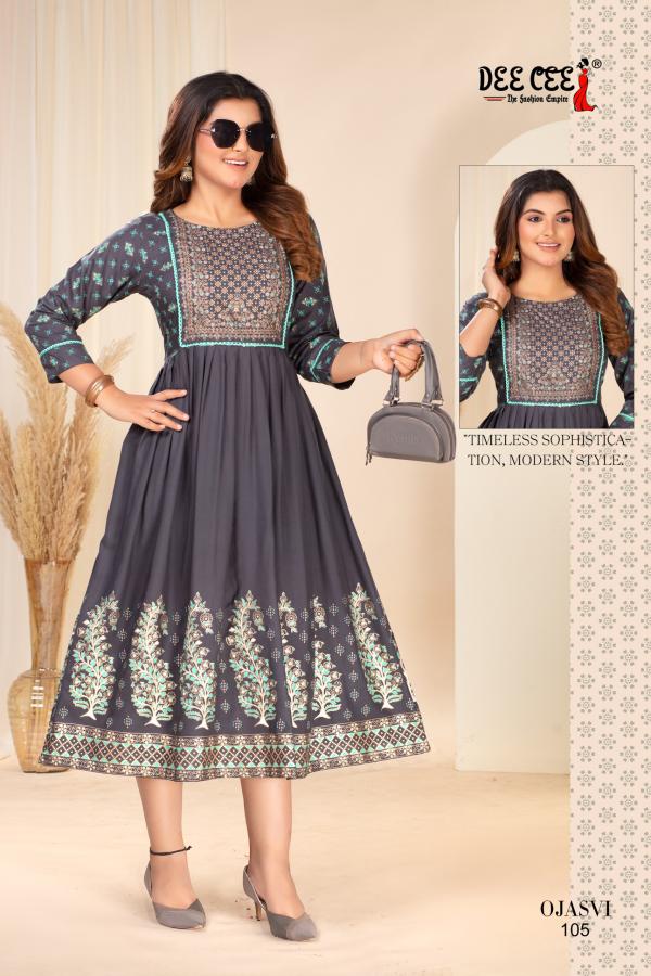 Deecee Ojasvi Flared Printed Rayon Anarkali Kurtis Collection